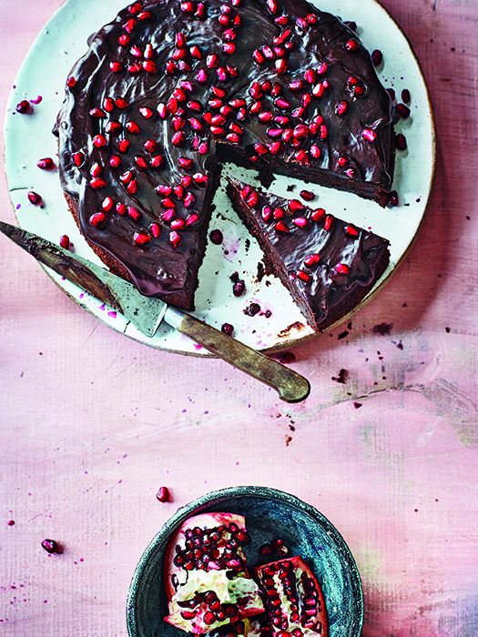 pomegranate and chocolate cake
