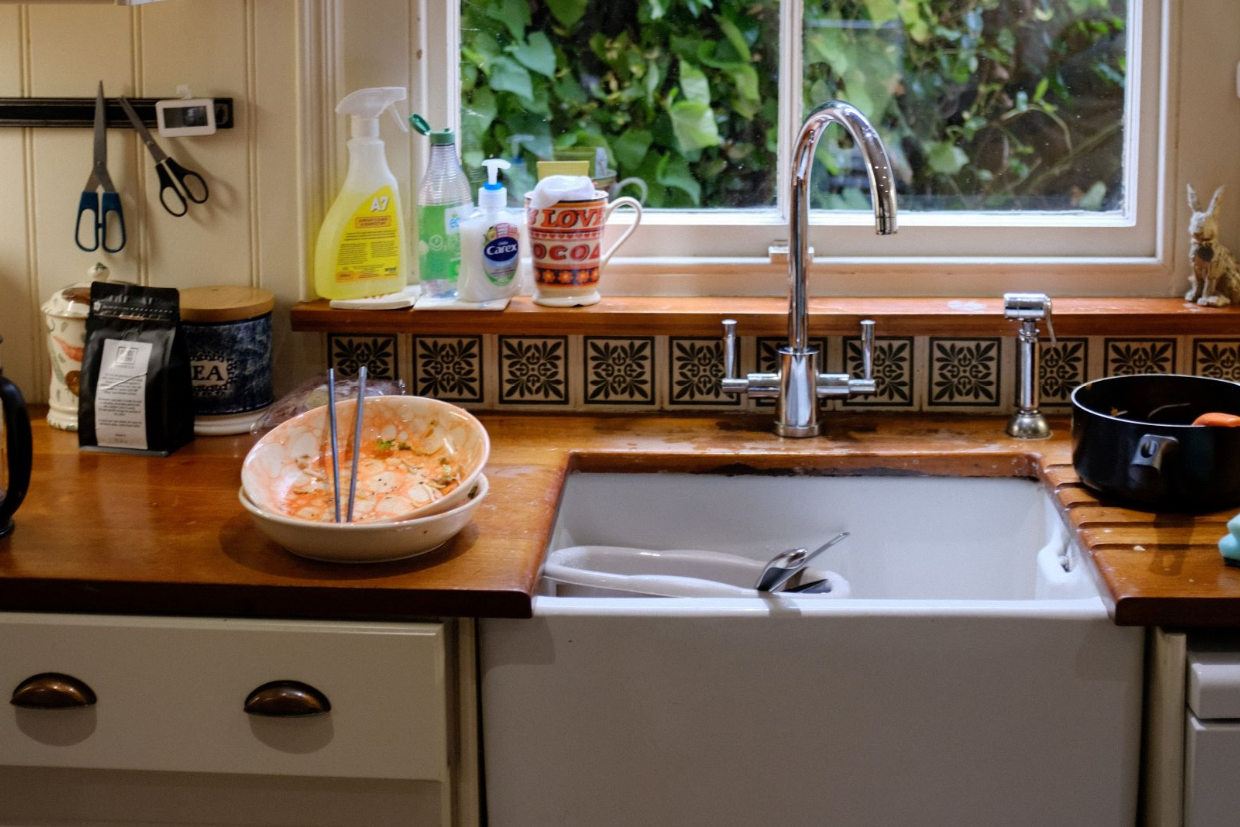 leaving dishes to pre-soak helps when cleaning them