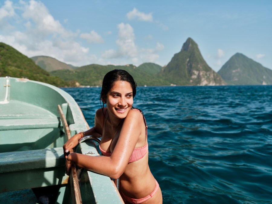 woman swimming in saint lucia