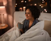 woman resting in evening bedtime routine essentials concept
