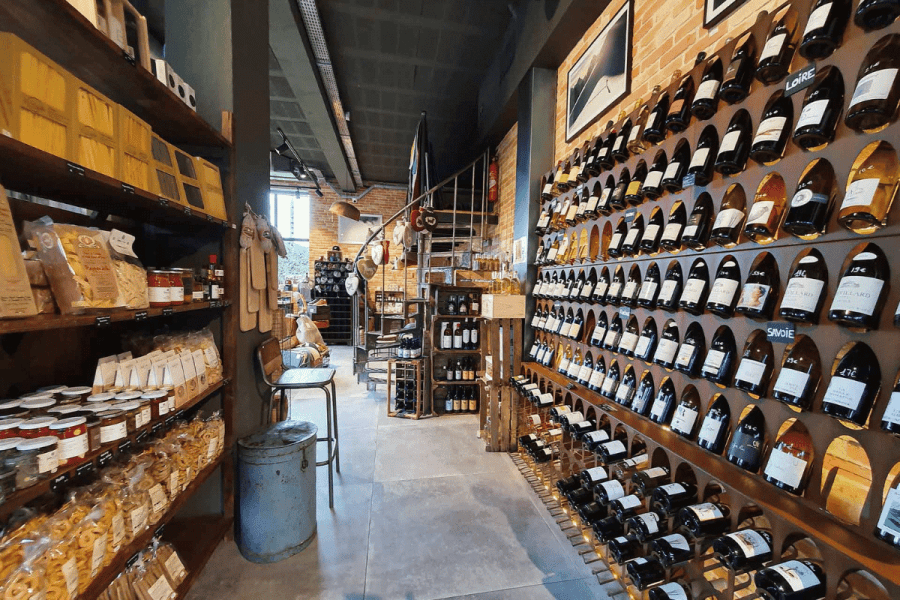 image of a shop in the french alps selling wine and preserves