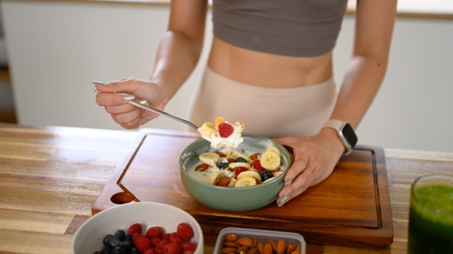 Woman with a high-protein breakfast