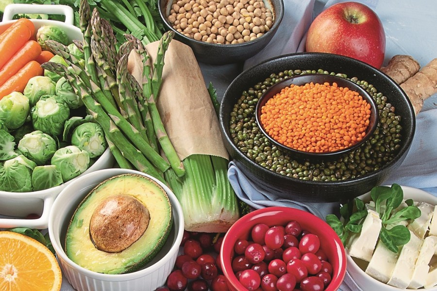 Raw healthy food for vegans.Vegetable albumen sources. Foods high in Plant protein, vitamins, mineral, fiber and antioxidants. Vegan and vegetarian food concept. Panorama, banner with copy space.