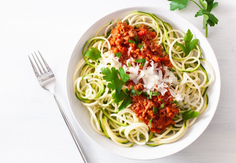 Replace pasta with spiralized courgettes