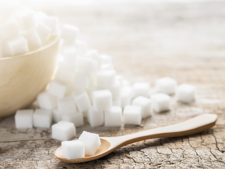 sugar cubes on a spoon